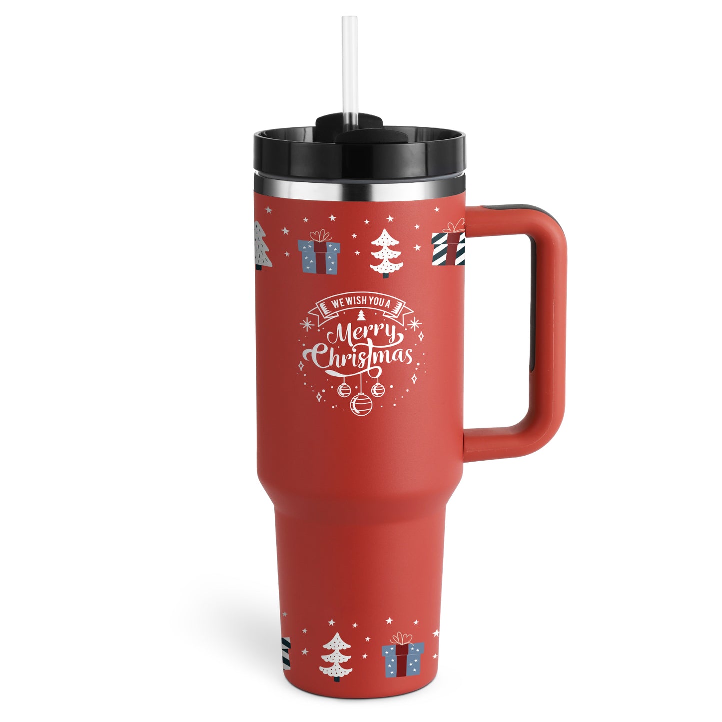 40 oz Insulated Tumbler with Handle & Straw – product view 7