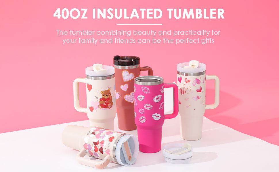 40 oz Insulated Tumbler with Handle & Straw – product view 10
