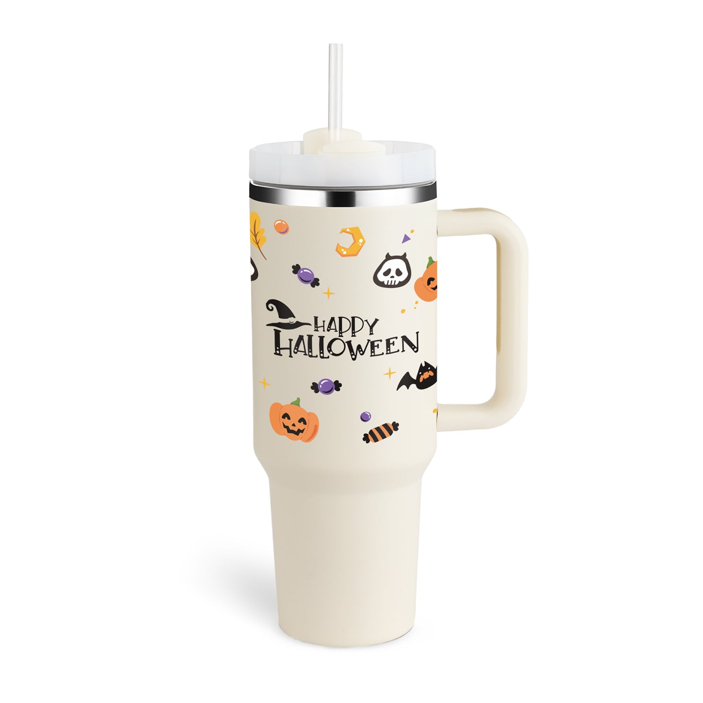 40 oz Insulated Tumbler with Handle & Straw – product detail view