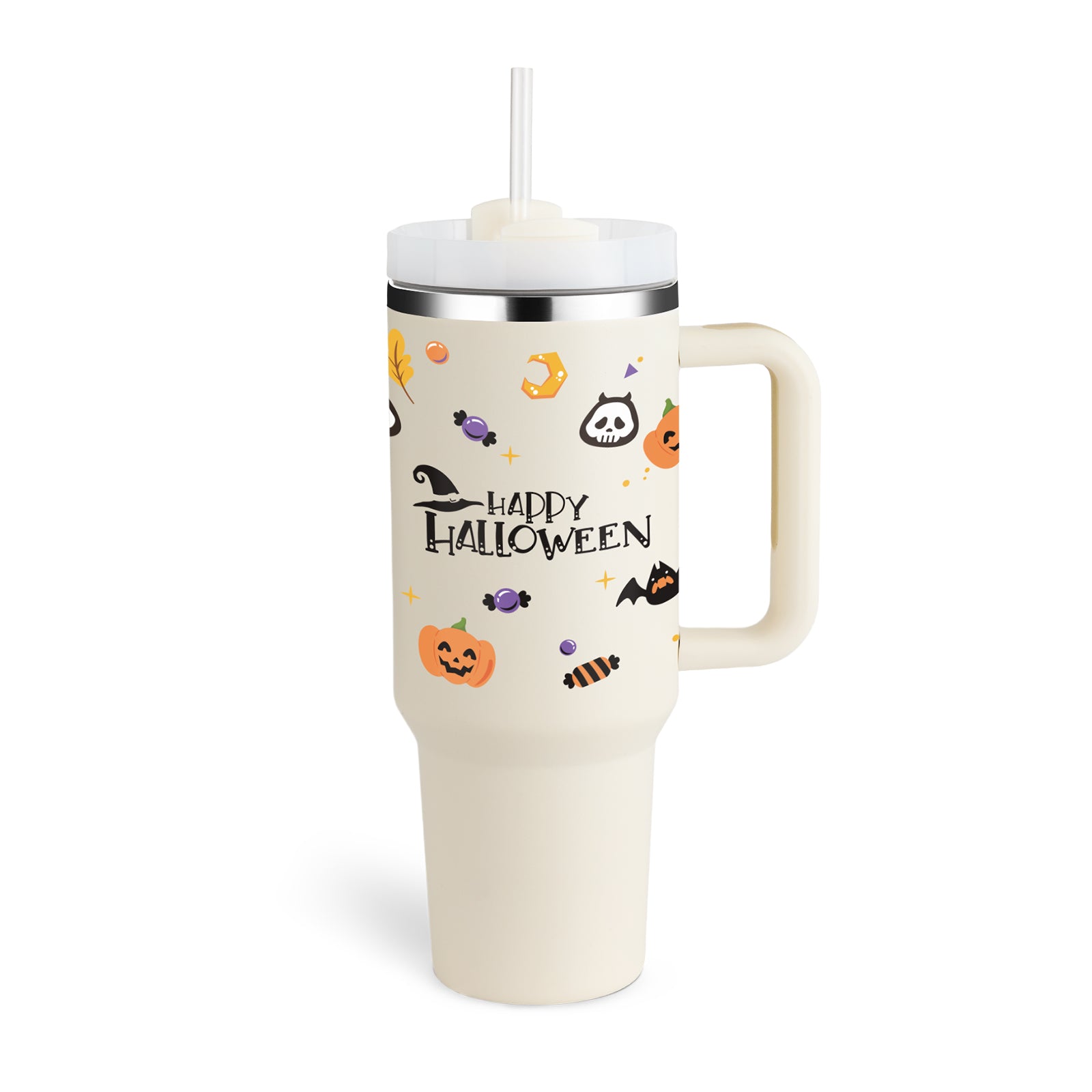 40 oz Insulated Tumbler with Handle & Straw – product detail view