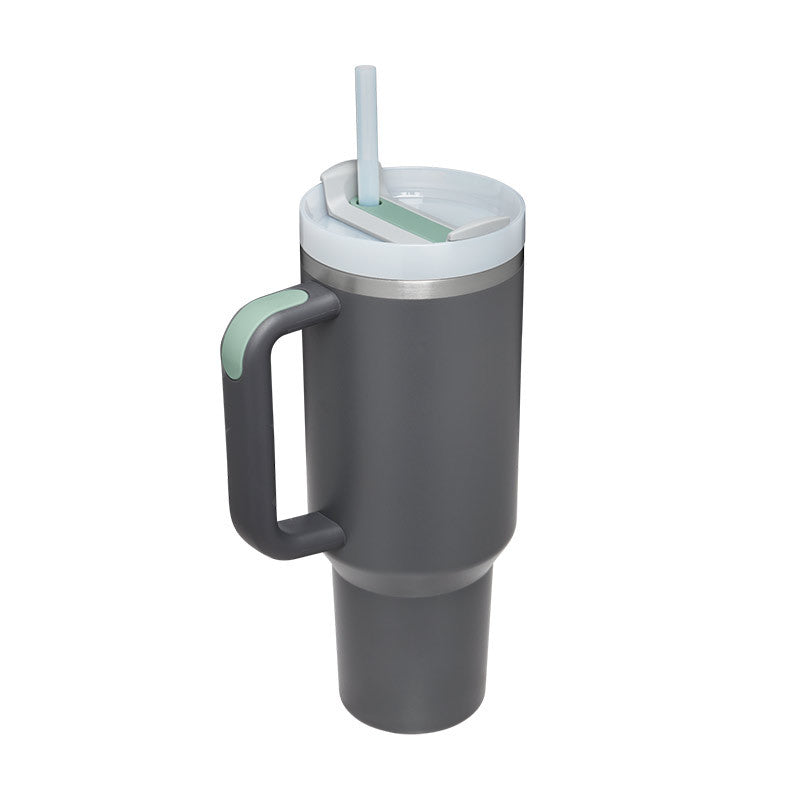40 oz Insulated Tumbler with Handle & Straw – product view 14