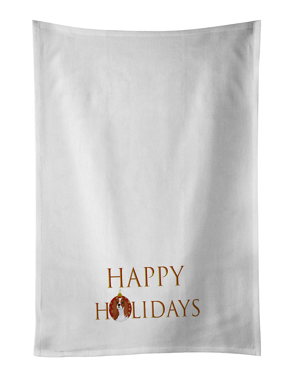 Cavalier King Charles Spaniel Blenheim #1 Happy Holidays Kitchen Towel Set of 2