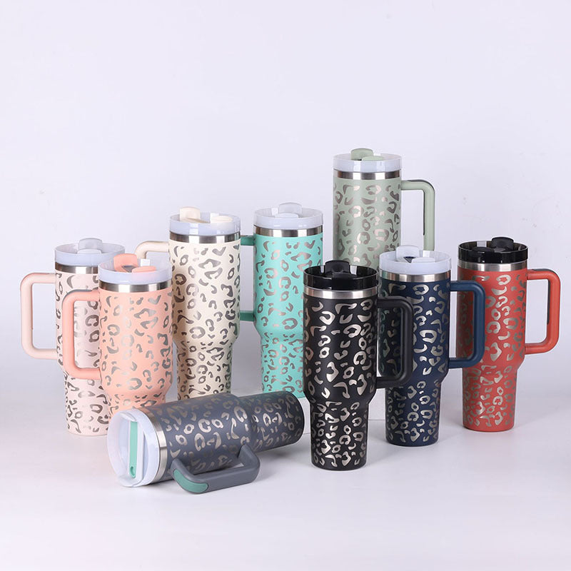 40 oz Insulated Tumbler with Handle & Straw – product view 8