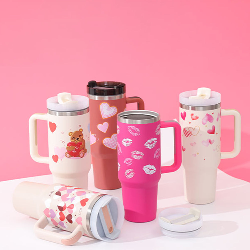 40 oz Insulated Tumbler with Handle & Straw – main product view