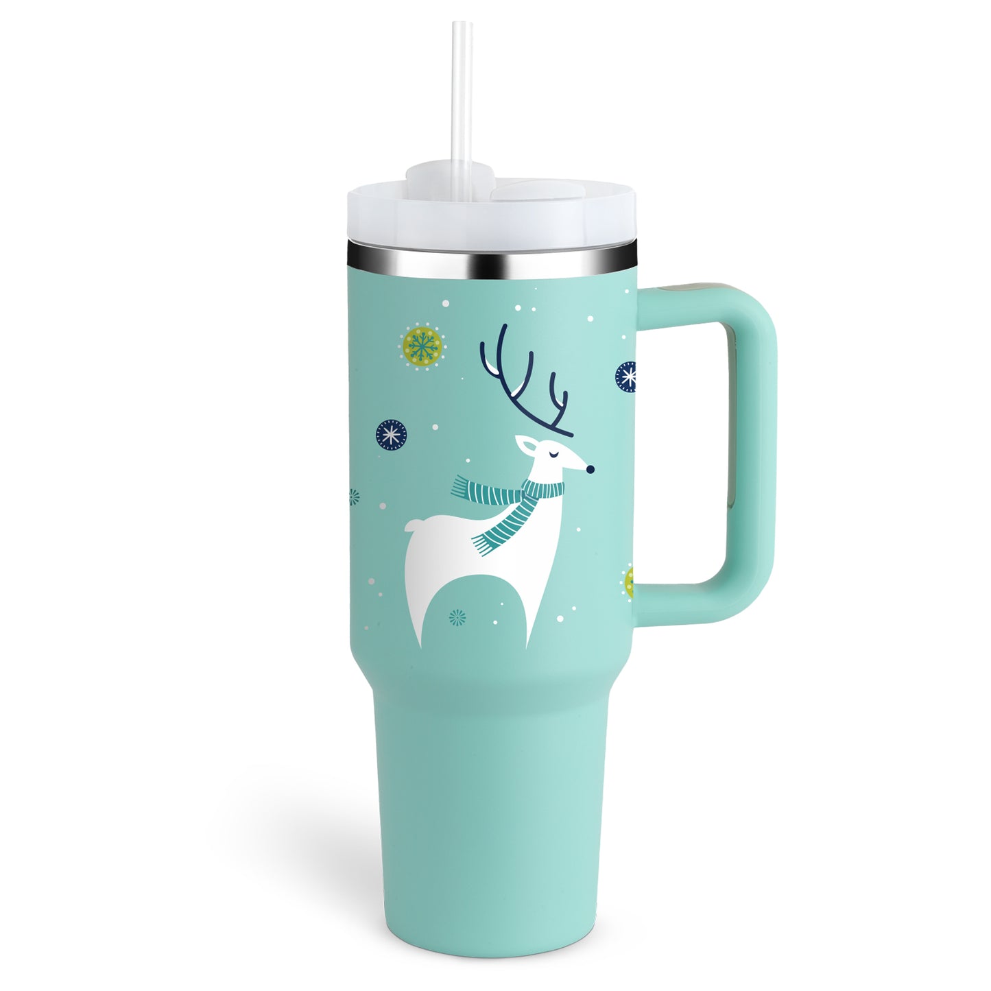 40 oz Insulated Tumbler with Handle & Straw – product close-up