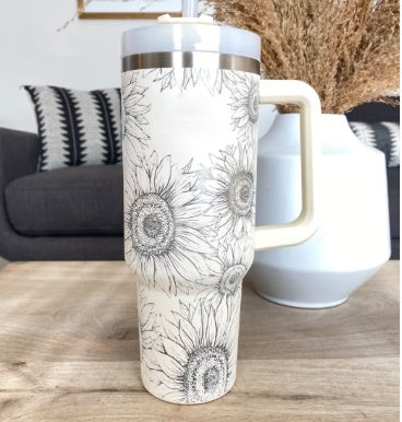 40 oz Insulated Tumbler with Handle & Straw – product view 9