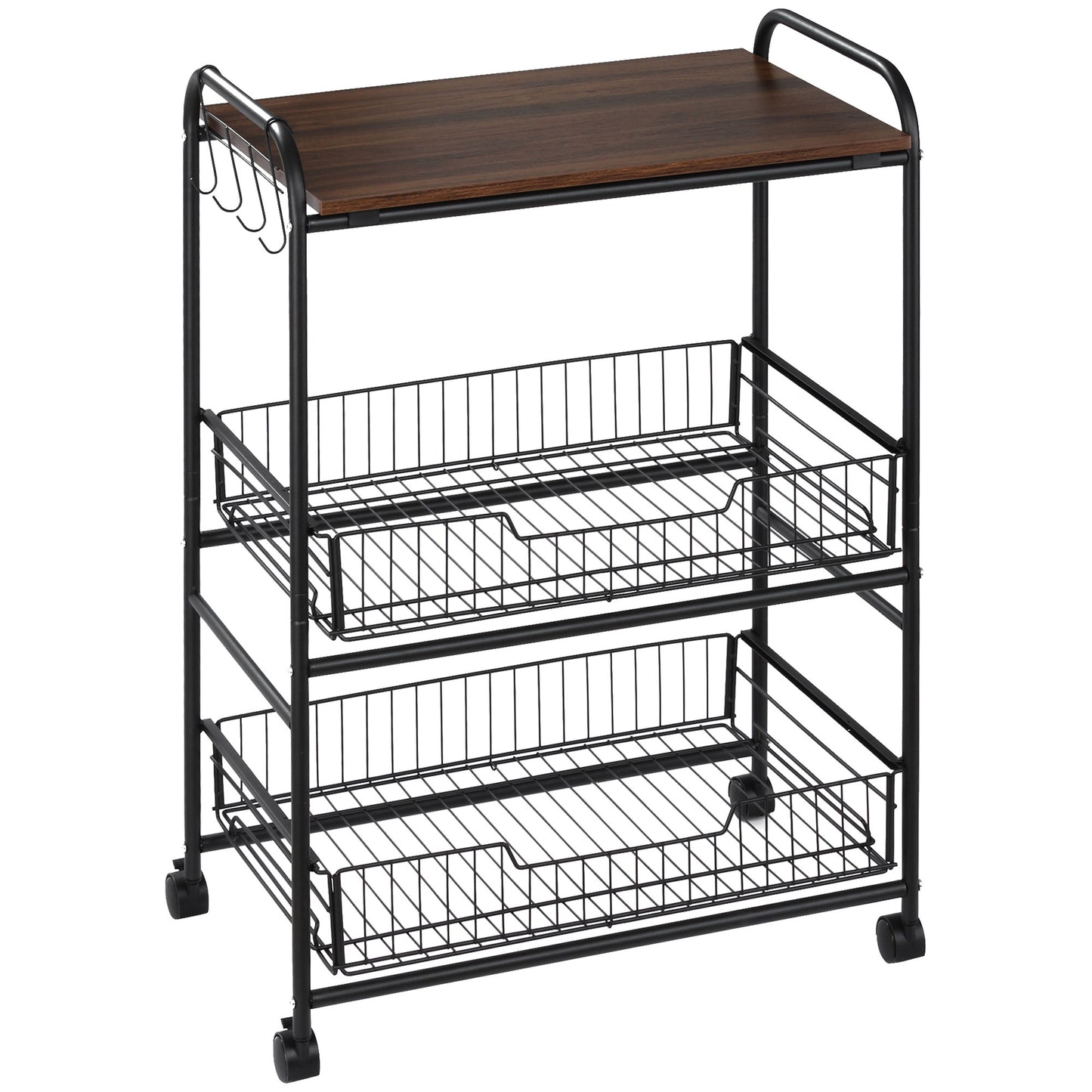3-Tier Rolling Kitchen Cart with Baskets – product view 9