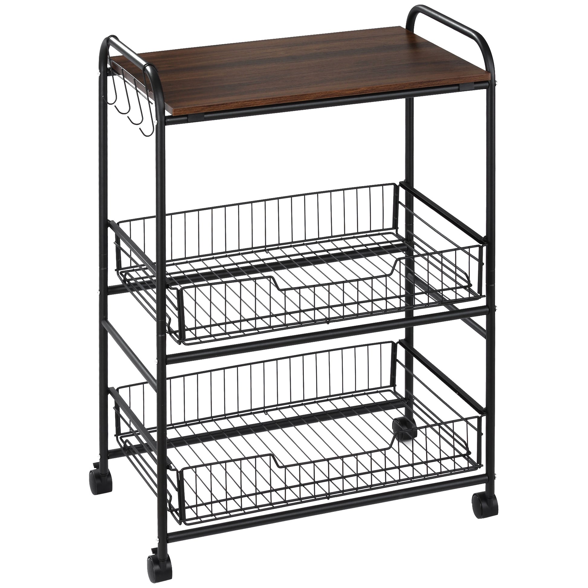 3-Tier Rolling Kitchen Cart with Baskets – product view 9