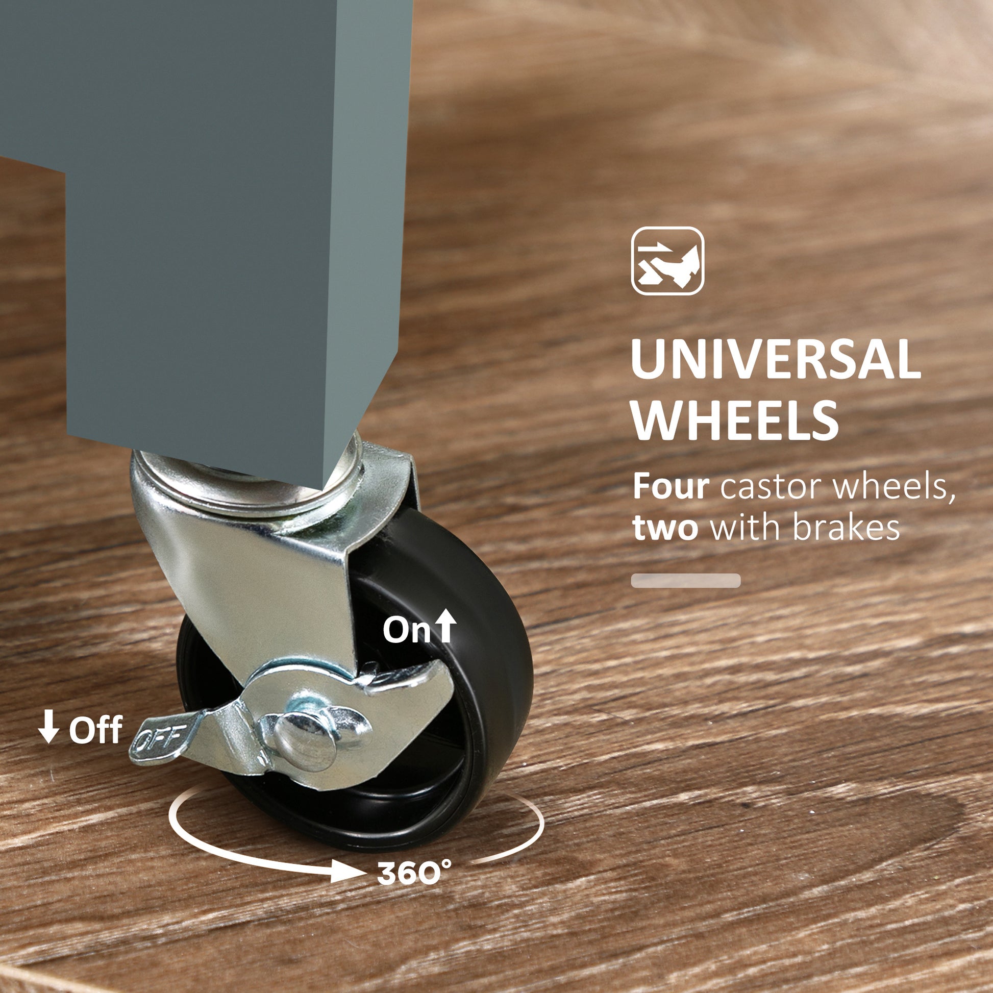 Rolling Kitchen Cart with Wood Top & Drawers – product feature view