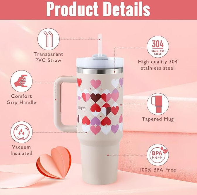 40 oz Insulated Tumbler with Handle & Straw – product feature view